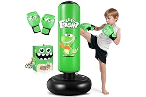 Esnowlee Sac de Boxe pour Enfants, Gonflable Sac de Boxe Enfant 120cm - Idéal pour Karaté, Taekwondo, Cadeau Parfait pour Garçons & Filles de 3 à 8 Ans