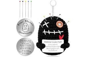SelfTek Positive Voodoo Puppe - Positive Kartoffel Voodoo Puppe mit Nadeln Schlüsselanhänger, Motivationsgeschenke Kleine Umarmung Glücksbringer, Halloween Lustige Geschenke Stressabbau Gadgets