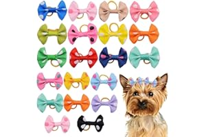 Fezf Hunde Haarschmuck 20 Stück Hundehaar-Schleifen mit Gummiband Haustiere Hundehaare Bögen Zubehör für Lange Haare Haustier Hunde Katze Welpen, Zufällige Farbe