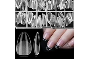 Venares tipsy do paznokci żelowych, zestaw 120 sztuk, krótkie, sztuczne paznokcie, 12 rozmiarów, tipsy żelowe, w pudełku, zestaw tipsów do salonu paznokci w domu (krótkie migdały)