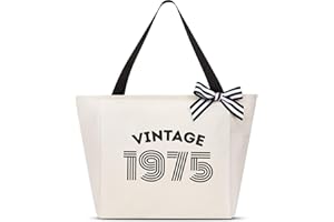 Vavabox Cadeau 60 Ans Femme, Cadeaux d'Anniversaire Unique pour 16/18/30/40/50/60 Ans, Cabas Vintage Personnalisable 1975-2009, 46CM x 17CM x 30CM