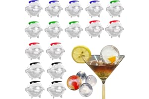 Smavles Moulle à Glaçons Rond 16 Pièces Moule à Boule de Glace Boule de Glace Whisky avec Petit Entonnoir, Couleur Aléatoire, Bac à Glaçons Rond pour Whisky, Cocktails, Jus