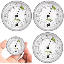 Lot De 4 Thermomètres-hygromètres Analogiques Intérieurs - Diamètre 58 Mm - Mesure -30°C à 50°C Et 10-100% HR