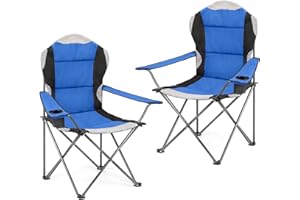 Hyfive Chaise de Camping Pliante - Bleu - 2 chaises