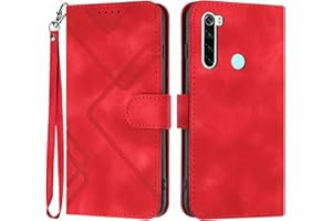 Bxithnr® Funda Xiaomi Redmi Note 8, Funda Libro Redmi Note 8 de PU Cuero con Magnético, Soporte Plegable, Ranuras para Tarjetas, Capa Tipo Flip Case Wallet Carcasa con Tapa - Rojo