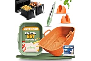 ‎KNUSPERLIEBE KNUSPERLIEBE® Silikonform Faltbar 2x Set Zubehör für Ninja AF400 AF451 Foodi Max, Dual Zone Airfryer, Heißluftfritteuse, Silikoneinsatz Air Fryer Accessories, BPA-FREI spülmaschinengeeignet