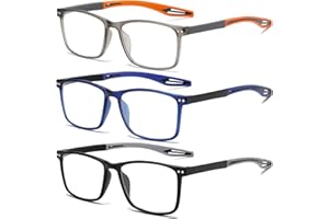 Fsread 3 Pack Lesebrille für Herren Sportlicher Stil Blaulichtblockierende Quadratische Rahmen Leichte Bequeme Lesehilfe