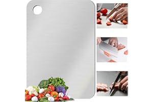 SCROLIEY Tagliere in Acciaio Inox,Tagliere In Acciaio Inossidabile,Igiene e Durata Tagliere,Garantiscono il Gusto Originale Degli Ingredienti,Tagliere da Cucina per Carne,Frutta (24 * 15)