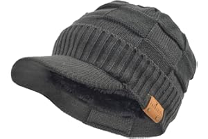 VECRY Hommes Bonnet Tricoté Visière Beanie Manchette Hiver Quotidien Newsboy Casquette