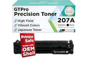 GTPro Laser Printer Toner 207A Black - Replacement for HP W2210A - Compatible with HP Color LaserJet Pro M255, M282 MFP, M283 MFP (1 Pack)