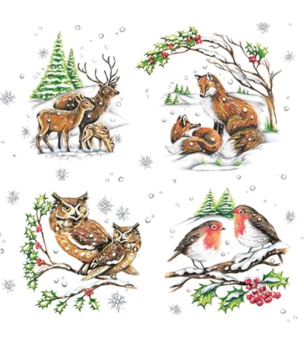 Tovaglioli Di Carta Tema Maki – 20 Pezzi, 33x33 Cm, 3 Strati, Per Decoupage E Decorazioni Natalizie