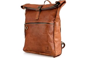 Berliner Bags Roll Top plecak ze skóry, wodoszczelny, unisex, vintage, retro, brązowy