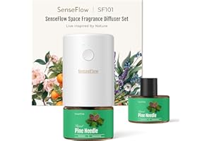 SenseFlow Difusor Aceites Esenciales Difusor de Aromas SF101 Pro- Ultrasónico Sin Agua, 100 % Vegetal, Aromaterapia120 Días, para Hogar, Hotel y Estudio hasta 100 ㎡, Aguja de Pino