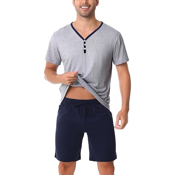 Pyjama Court Homme Été - Short Et Haut En Coton Élastique - Confortable Et Respirant - Design à Carreaux