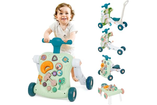 Arkyomi 6 in 1 trotteur bébé garçon fille chariot de marche bebe trotteurs pousseur multi activités montessori deambulateur avec empêcher la poulie