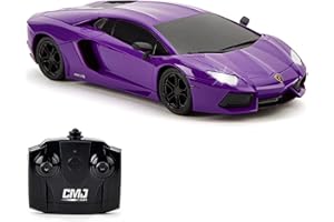 CMJ RC Cars Lamborghini LP700-4 - Coche a control remoto con licencia oficial a escala 1:24, luces de trabajo de 2.4 Ghz. Gran auto de juguete para niños (morado)