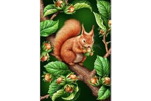 AIRDEA Écureuil Diamond Painting Kits,Complet Diamant Painting Écureuil Enfant Adulte,Animaux Kit de Peinture Diamant 5D,DIY Perceuse Ronde Peinture Diamant Pour Décoration Murale 11.8x15.7 inch