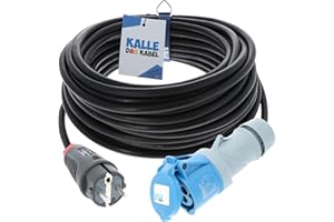 KALLE DAS KABEL CEE Adapterleitung Kalle Blue SCHUKO Stecker auf CEE Kupplung (10 Meter, 3G 2,5mm²)