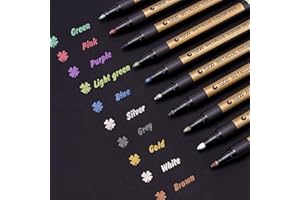 VAKKI Rotuladores metálicos, Juego de 10 colores surtidos Bolígrafos de pintura Conjunto de marcadores de arte para hacer tarjetas, Scrapbooking, Foto de bricolaje, Piedra de papel del álbum