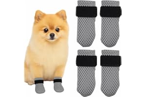 JEYORZY 4 Stück verstellbare Katzenschuhe aus Netzstoff, Atmungsaktiv Katzenpfotenschutz, Katzenstiefel zum Baden von Haustieren, Schneiden von Nägeln, Überprüfen-Grau-L