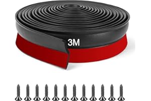Flintronic Joint porte garage 3m, Joint de seuil pour porte de garag, Épaisseur Joint de Seuil de sol de garage en caoutchouc, Barrière anti-inondation et isolation thermique, facile à couper(Noir)