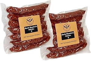 LANDMETZGEREI FAUSER GOELZ Original JACKY STICKS mit Tennessee Whisky | 180 Gramm 7 Salami-Stangen | eigene Herstellung | Männergeschenk | Pfefferbeißer | Rauchpeitschen