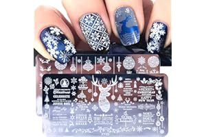 MISSJELLY Nagel Schablone Stempel Weihnachten Set, 5 Pcs Weihnachten Nail Art Stempel Platte, Winter Nagel Stempelplatte Nail Stamping Set Nageldesign für Maniküre Nagelkunst