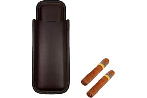 LONGHAO Cigarrfodral, cigarrfodral för 2 cigarrer av oljeläder, bärbar humidor cigarrer, PU-läder, brun, present till män, resehumidor presentset