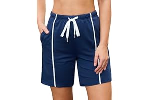 Crewhpo Short Sport Femme Été Pantalon Court avec Poches Shorts et Bermudas Taille Haute pour Yoga Fitness Gym Jogging S-XXL