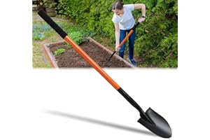ABTOOL Kleine Gartenschaufeln zum Graben, Spaten, Strandschaufeln mit 110 cm Griff, robuste tragbare Metallschaufel für Gartenarbeit, Camping, Graben, Landschaftsbau, Off-Road-Einsatz,Orange