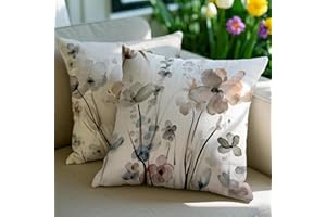 Vorysum Fiori Federe Cuscini Divano 40x40 cm Set di 2 Impermeabili Moderno Decorativi Copricuscini Astratto Cuscini da Esterno all'Aperto per Giardino Soggiorno Divano Pittura a Inchiostro-A