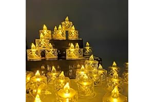 Tihokile Bougies LED, Bougies Sans Flamme, Lot de 24 Bougies Chauffe-Plat LED Alimentées par Piles-72 Heures-Pour Fête de Mariage, Vacances, Décoration d'Intérieur ou d'Extérieur