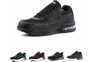 Hitmars Zapatos de Seguridad para Hombre Mujer Zapatillas de Trabajo con Puntera de Acero Calzado de Seguridad Deportivas Ligeros Zapatillas de Seguridad Transpirables Negro Blanco EU 36-48