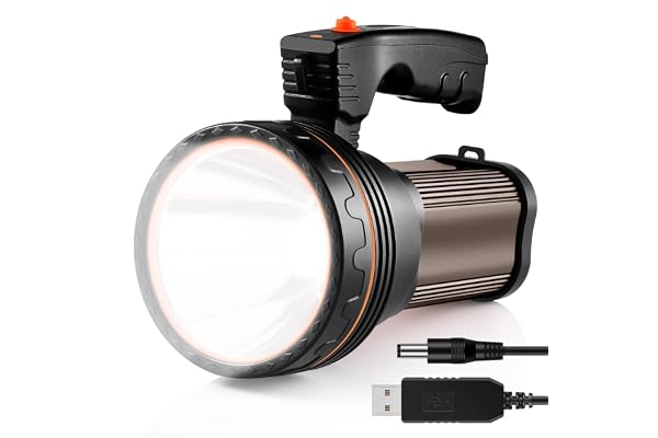 Af-Wan Lampe Torche LED Rechargeable Etanche, Puissante à LED super lumineuse 9000 mAh 7000 lumens Lampe Camping Projecteur Portable, Lanterne Torche pour Randonnée Ustellar