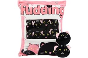 HXPLN Chat Peluche Oreiller Kawaii Snack - Coussin avec Poupée Amovible - Jouet Mignon pour Filles et Enfants (8 Chatons Roses)
