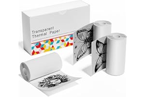 MEMOKING M02 Transparent Sticker Paper 50mm x 3500mm Compatible with Phomemo T02/M02/M02S/M02Pro/M03/M04/M04S/M04AS Pocket Printer, Oil and Water Resistant, Transparent Sticker Paper Keep for 10 Years, 3 Rolls