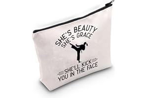 FOTAP Karate Girl Gift Taekwondo Zipper Bag Martial Arts Gift Karate Lover Gift Taekwondo Game Gift (Karate Kick Face)