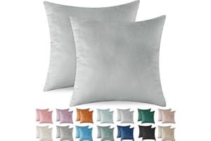 Ystyle Federe Cuscini Divano 45x45 2 Pezzi, Federa Cuscino in Velluto, Copricuscino Divano Lavabili e Resistenti Anallergico Antiacaro e Traspirante con Cerniera Nascosta, Grigio Argento