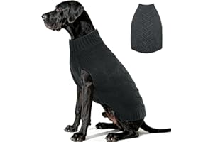 Katzinst Dog Jumper Extra Large, Warm Knitting Sweater for Cold Winter, Classic Cable Pullover Pet Coat for Great Dane (Grey, 4XL)