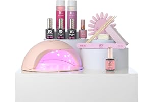 ‎PINK GELLAC Pink Gellac Gel Nägel Set - UV Nagellack Set mit Premium UV Lampe Rosa, 1x Rosa Farbe 15 ml, Top Coat Gel, Base Coat, Nagelfeile, Entferner & Cleaner - Nägel Selber Machen in Salonqualität