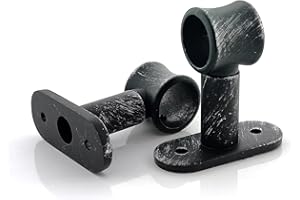 GIRASOLE HOME Staffa Regolabile Corta 62mm per Asta 2 Pezzi in Lega di Zinco Resistente per Bastoni dal Diametro di 18-20 mm (Nero e Argento)