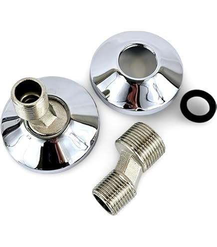 Thermostatische douchemengkraan, 2 uitgangen, thermostatische mengkraan voor douche en kolom, boven 3/4 inch BSP (26,4 mm) onderkant 1/2 inch BSP (21 mm), van messing, verchroomd