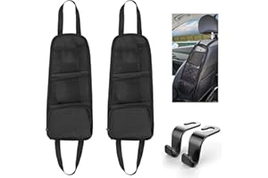EUBSWA Organizer boczny na fotel samochodowy i haczyki do przechowywania, zestaw 4 sztuk, wielofunkcyjna torba do przechowywania samochodu, wodoszczelna torba do zawieszenia na fotelach samochodowych,