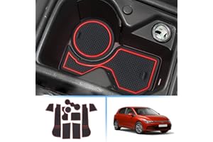 Coleya Tappetini Antiscivolo Compatibile con VW Golf 8 2020-2024, Tappetini in Gomma per Console Centrale, Portabicchieri, Cuciture Porta, Braccioli, Golf 8 Accessori Tappetino per Auto (Rosso)