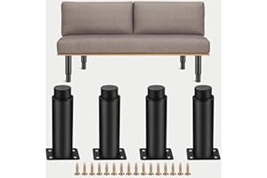 JTTXIU Komplet 4 nóżek meblowych z regulacją wysokości, metalowe nogi w kolorze czarnym, regulacja wysokości od 0 do 70 mm, do szafek kuchennych, łóżek i sof