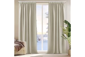 Deconovo Tende Oscuranti per Interni con Fettuccia, Termiche Isolanti – 3 Modi di Montaggio, per Camera da Letto e Soggiorno, 2 Pannelli 140x260 cm, Beige Chiaro, Certificato OEKO-TEX