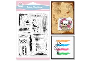 GLOBLELAND Tampons Transparents à Texture Grunge Vintage pour Scrapbooking Arrière Plan de Taches D'Eau Tampons en Silicone Tampon Transparent à Texture Retor pour la Fabrication de Cartes Bricolage