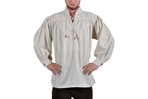 Elbenwald Średniowieczna koszula męska: Adalbert, ze sznurowaniem, naturalna