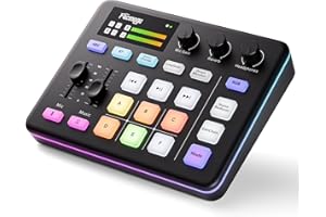 Facmogu G9 Gaming Audio Mixer, Audio Interface mit 3.5mm/XLR Mic In, RGB, Bluetooth, 48V Phantom Power, Voice Changer, Live Sound Card Board für Live Streaming, Podcast, Gaming - nicht für USB Mic