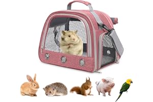 APKOL Kleine Haustier Tragetasche, Meerschweinchen Tragetasche Transportbox, Kaninchen Tragetasche, Kleintier Haustier Tragetasche für Hamster Igel Meerschweinchen und kleine Haustiere,Rosa